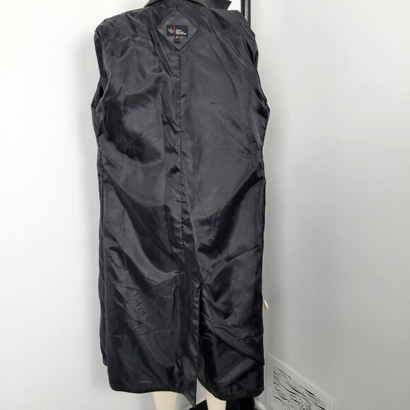 Vintage Y2K Urban Behavior Black Faux Leather Trench Coat Matrix Vibes - Picture 10 of 14